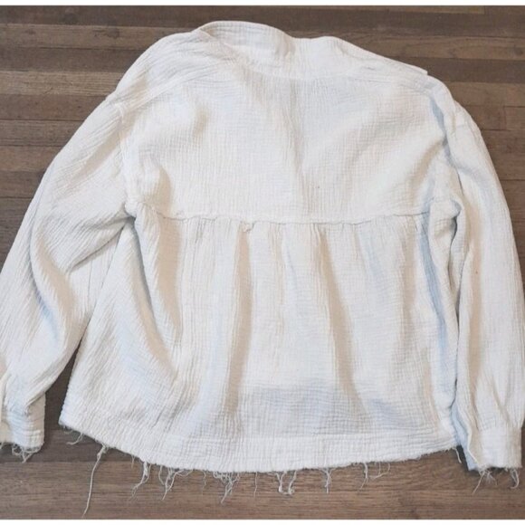 Forever 21 Size Small Oversized Casual Grunge Raw Hem Boxy Button-Down Shirt - Picture 4 of 6